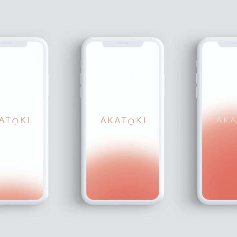 Pink and white Akatoki branding on mobile
