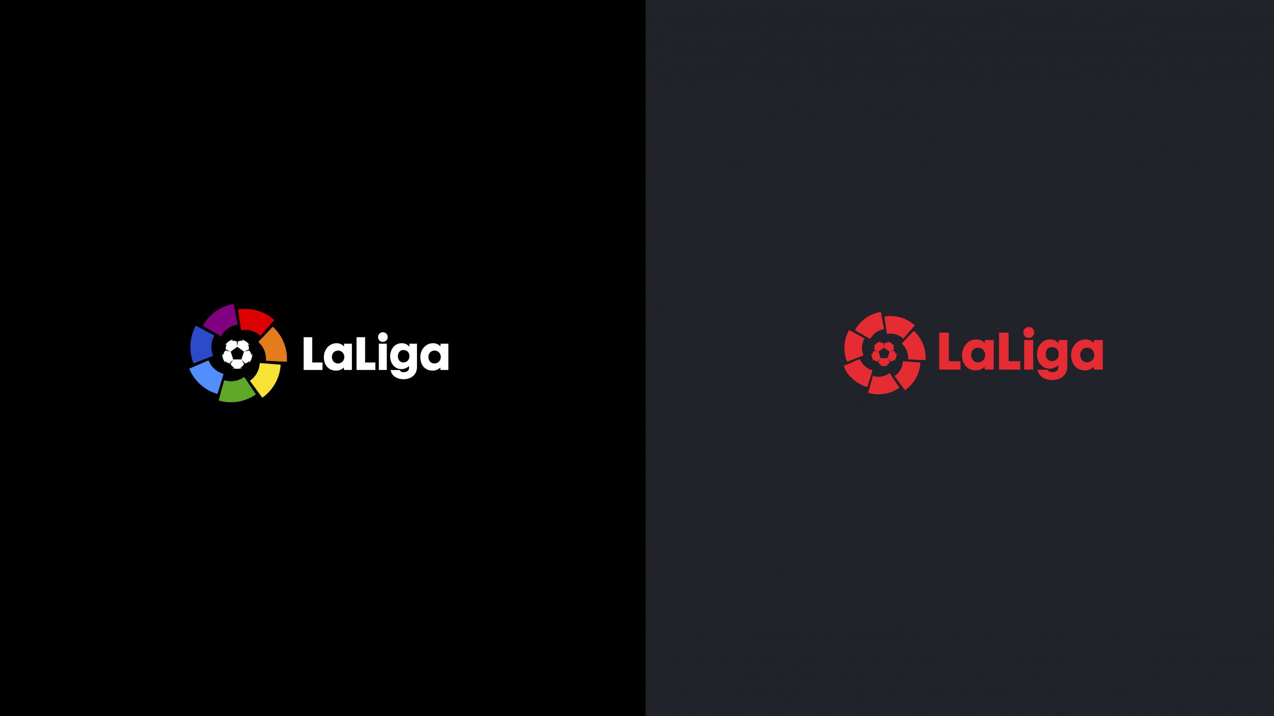 Aplicaciones de logo de LaLiga sobre fondo negro. 