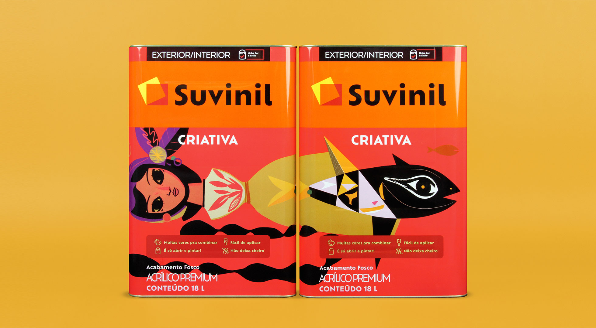 Suvinil branded packaging with illustrations from famous Brazilian graffitist Speto