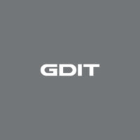 GDIT logo in white on grey background