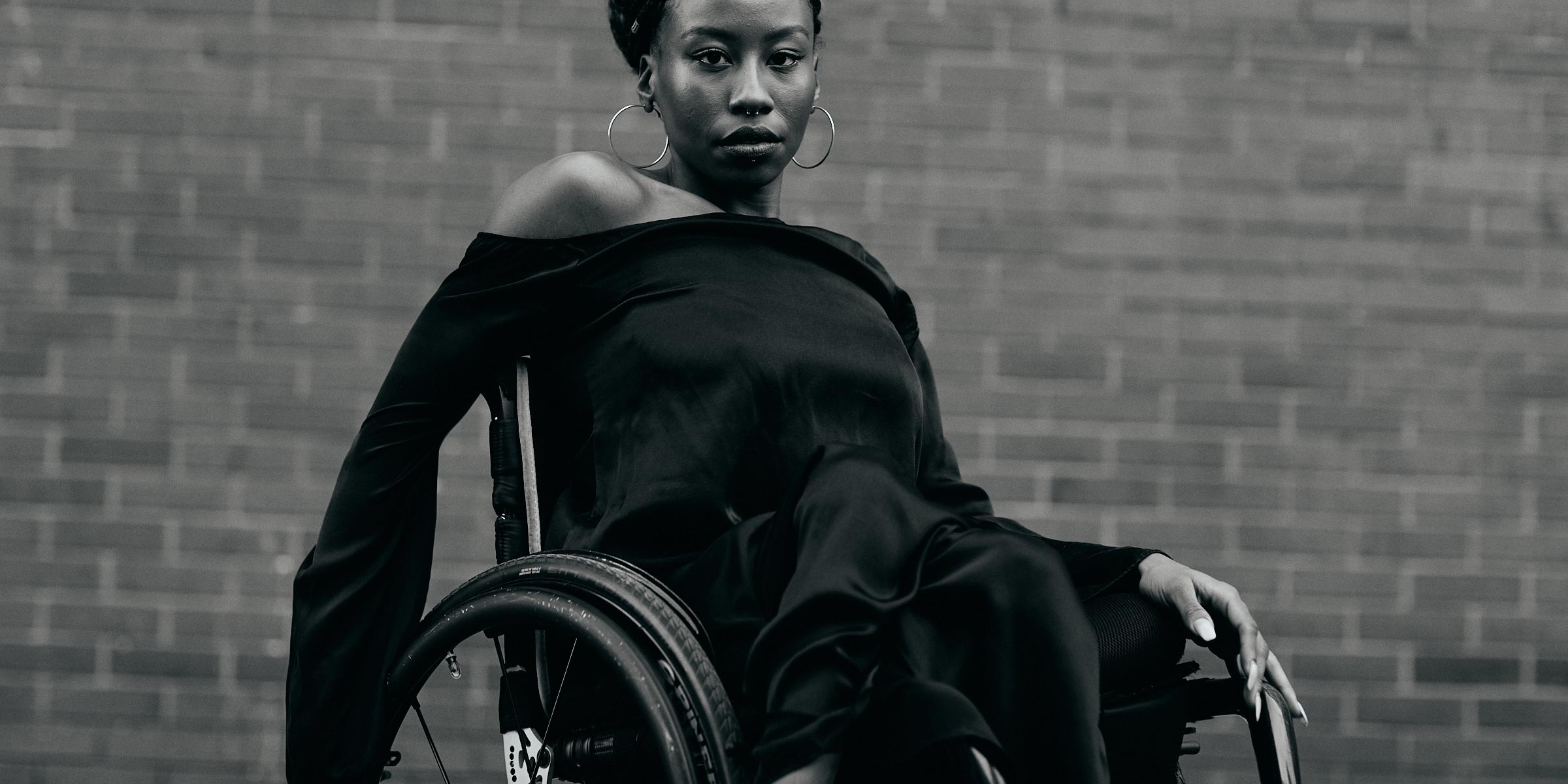 Black woman on a wheelchair