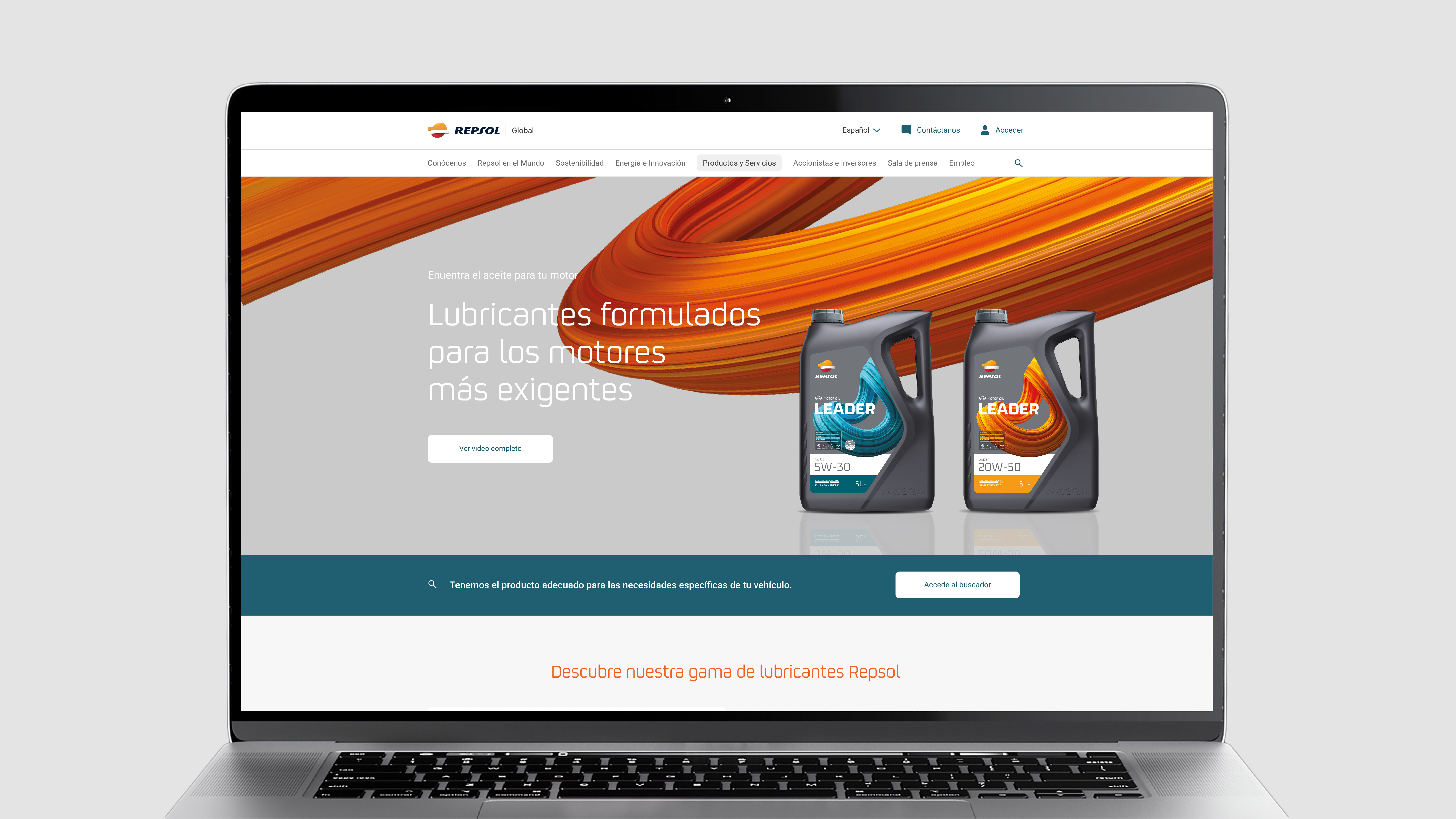 Sección de lubricantes en la web de Repsol